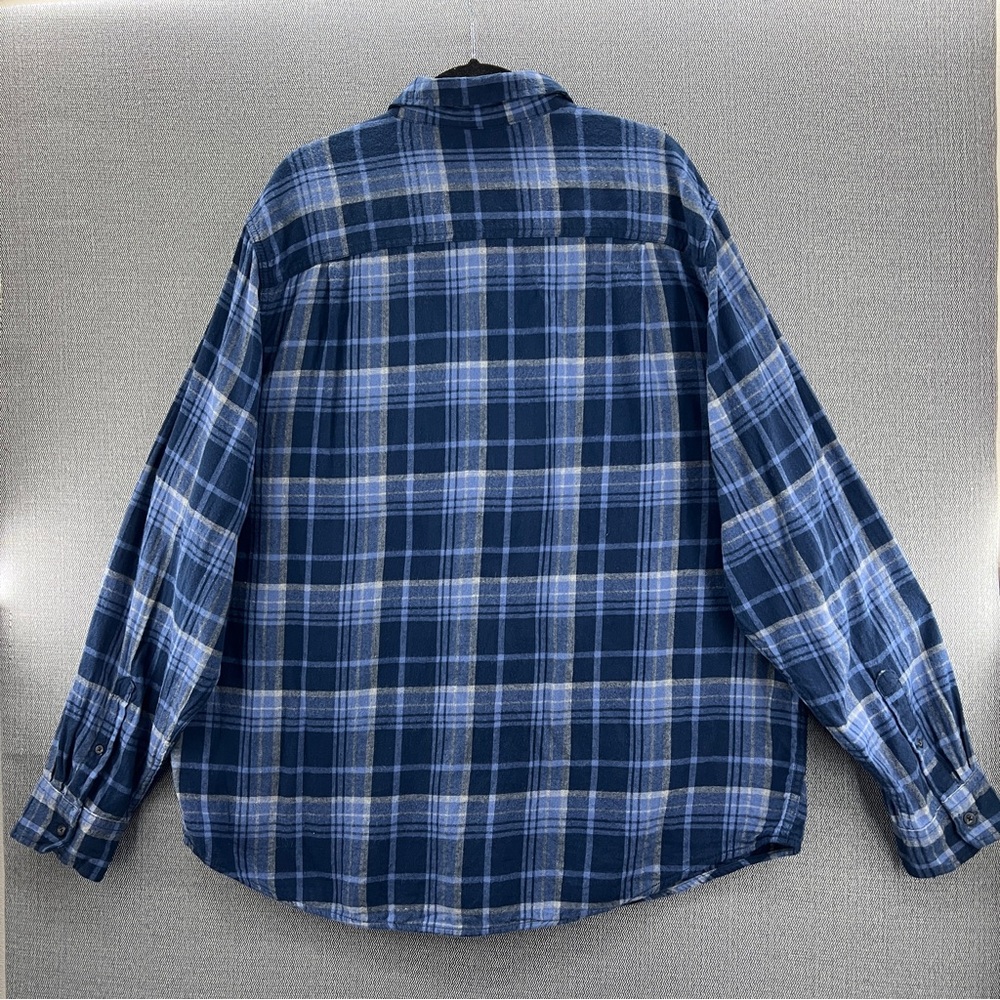 George Men’s Blue Casual Long Sleeve Flannel Button Down Shirt XXL - Picture 9 of 10
